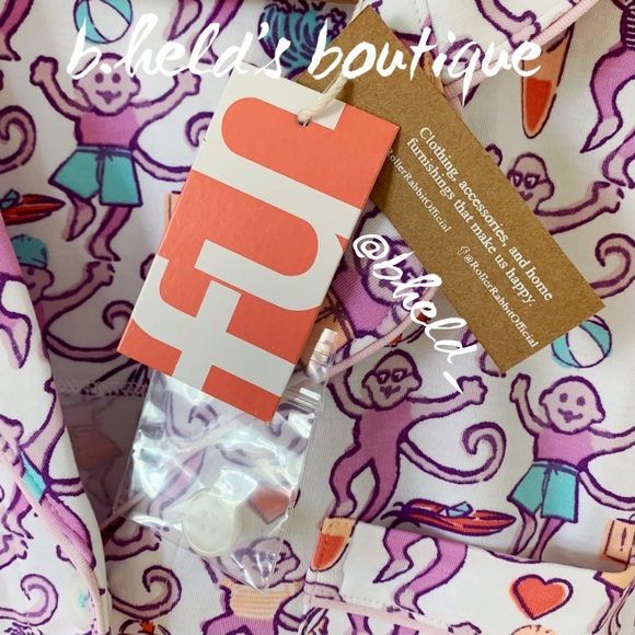 Roller Rabbit Lido Monkey Polo Pajamas in White Monkey Size Small S New NWT - Picture 5 of 17